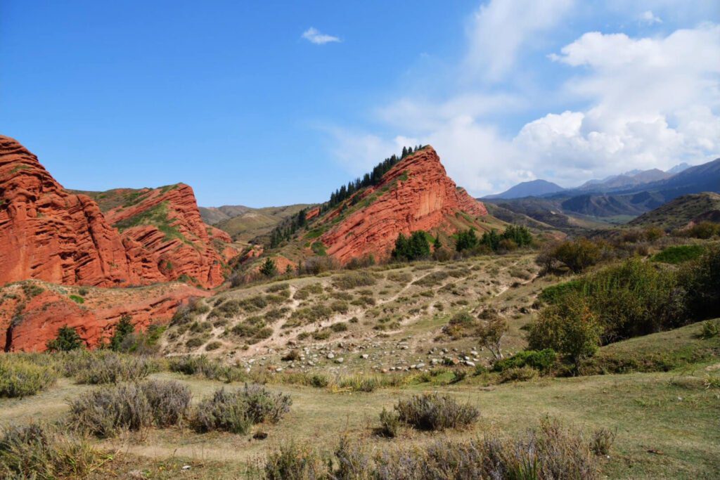 Rock formation Seven bulls and a broken heart in Kyrgyzstan