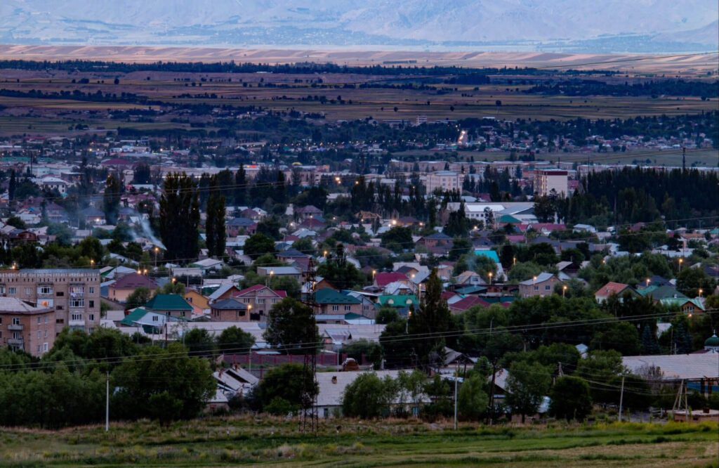 The view from a hill outside the city of Karakol, Kyrgyzstan